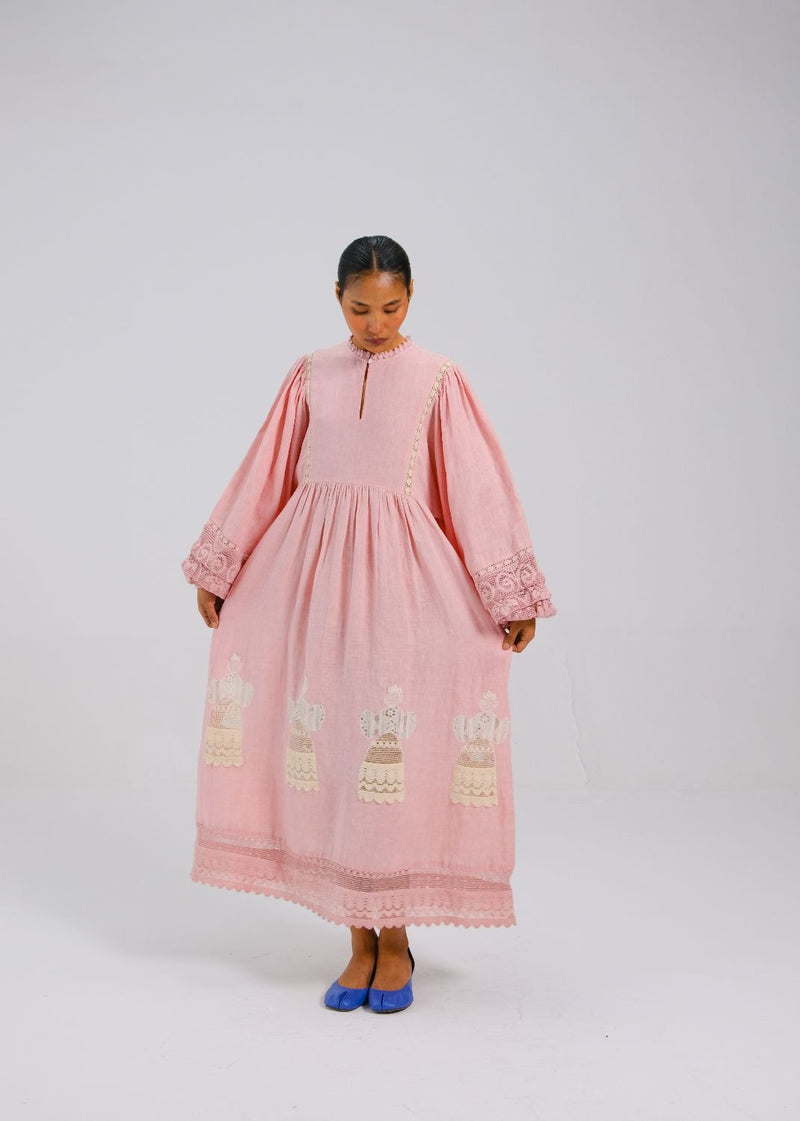 CLAIRE DRESS - Rose doll appl. all linen by CORD for women in Singapore