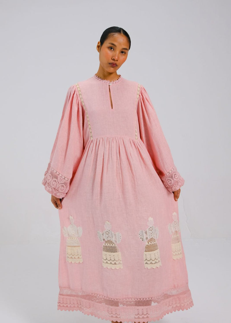 CLAIRE DRESS - Rose doll appl. all linen by CORD for women in Singapore