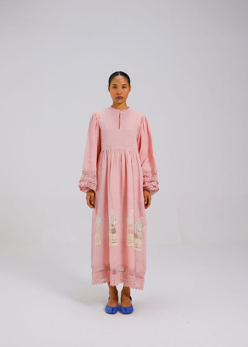 CLAIRE DRESS - Rose doll appl. all linen by CORD for women in Singapore
