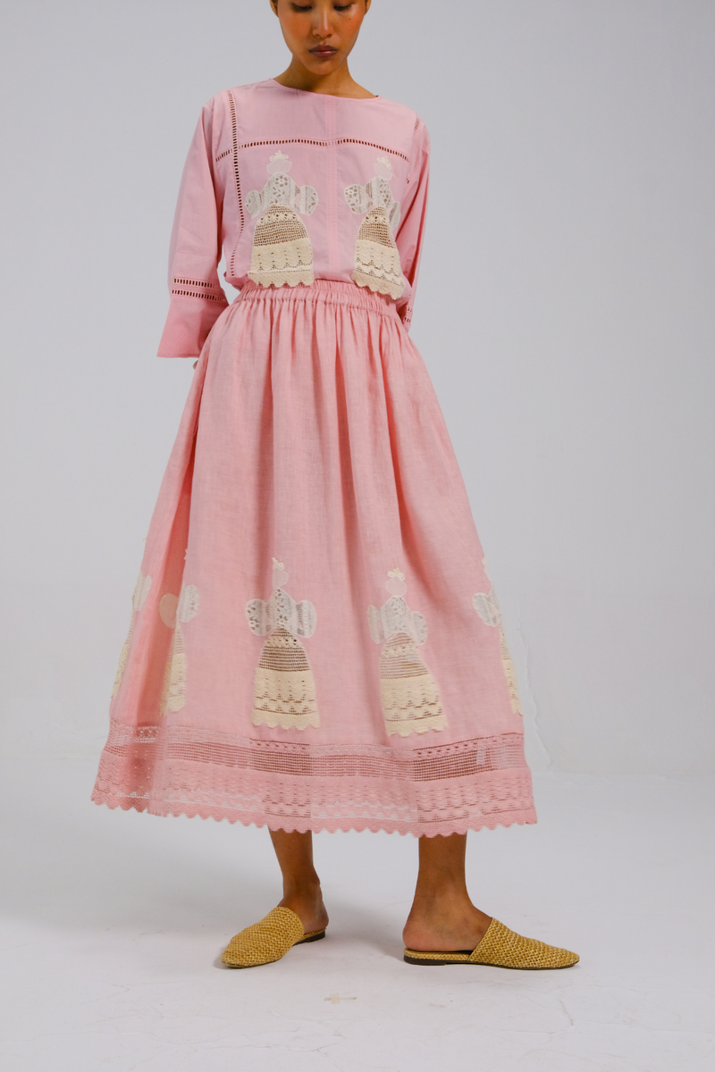 CLAIRE SKIRT - DOLL ROSE APPL all linen by CORD for women in Singapore