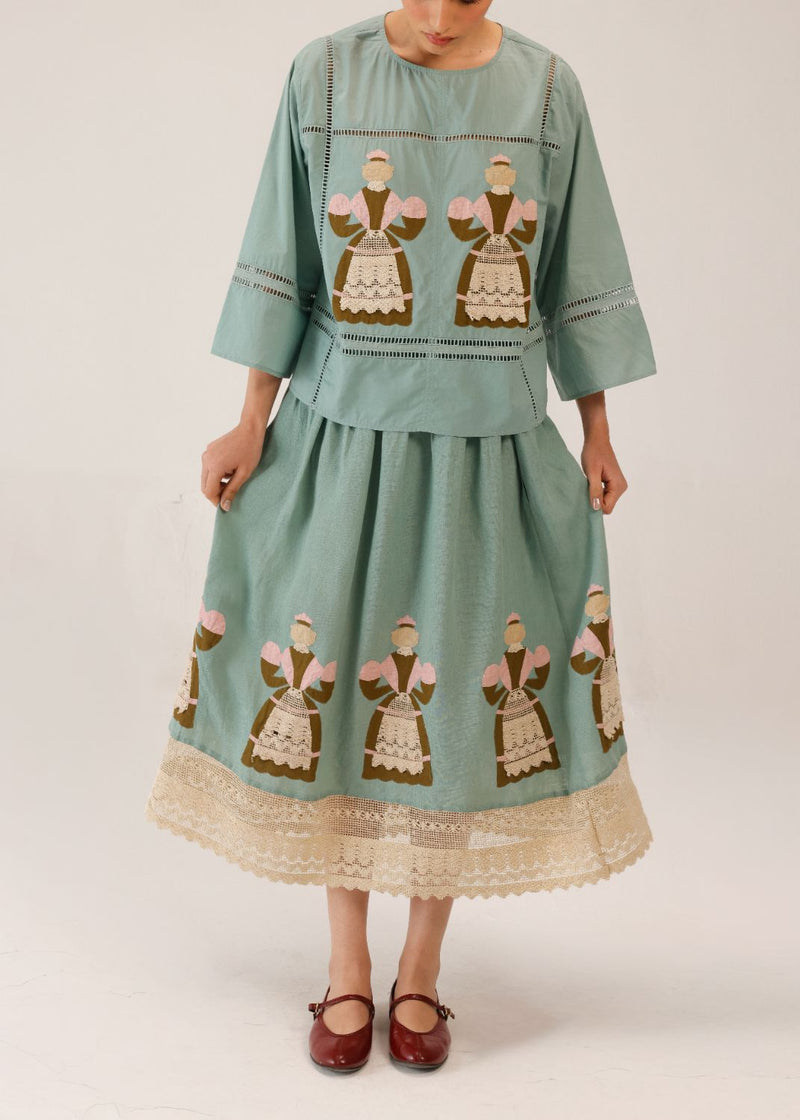 CLAIRE SKIRT - DOLL PB APPL all linen by CORD for women in Singapore