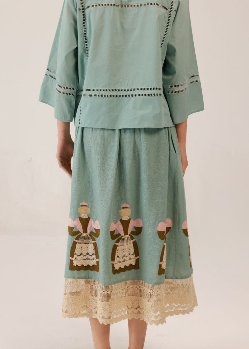 CLAIRE SKIRT - DOLL PB APPL all linen by CORD for women in Singapore