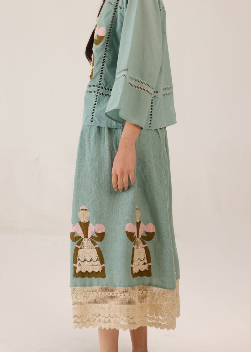 CLAIRE SKIRT - DOLL PB APPL all linen by CORD for women in Singapore