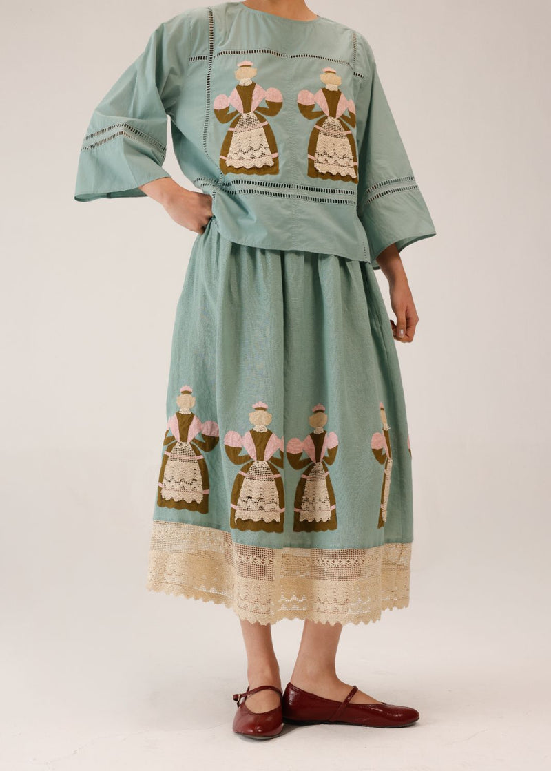 CLAIRE SKIRT - DOLL PB APPL all linen by CORD for women in Singapore