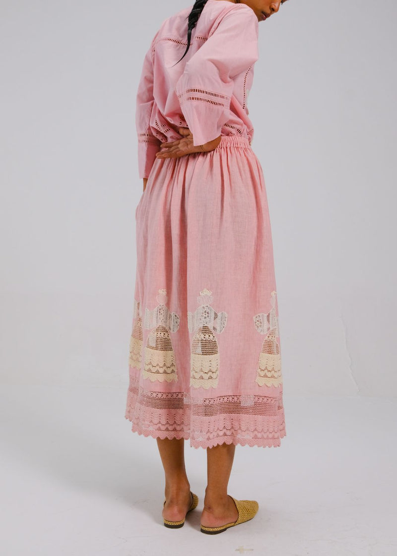 CLAIRE SKIRT - DOLL ROSE APPL all linen by CORD for women in Singapore