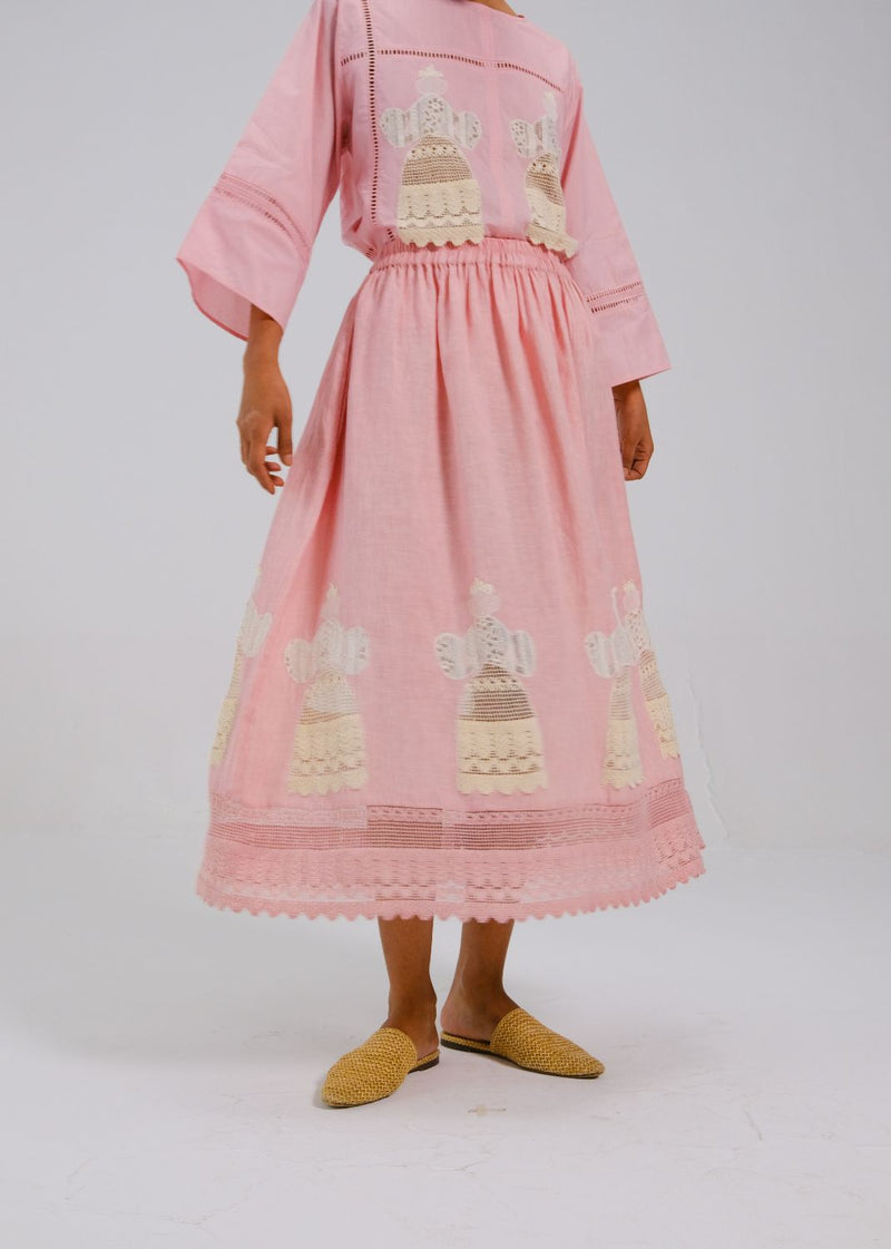 CLAIRE SKIRT - DOLL ROSE APPL all linen by CORD for women in Singapore