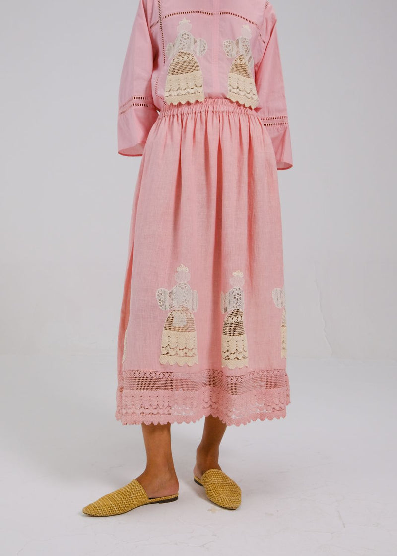 CLAIRE SKIRT - DOLL ROSE APPL all linen by CORD for women in Singapore