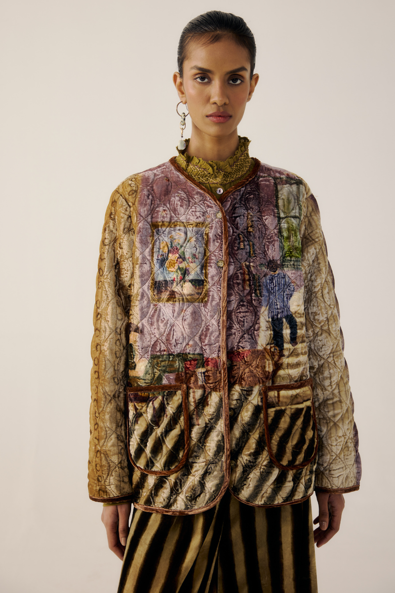 COLLARLESS QUILTED JACKET-Living Room by CORD for women in Singapore