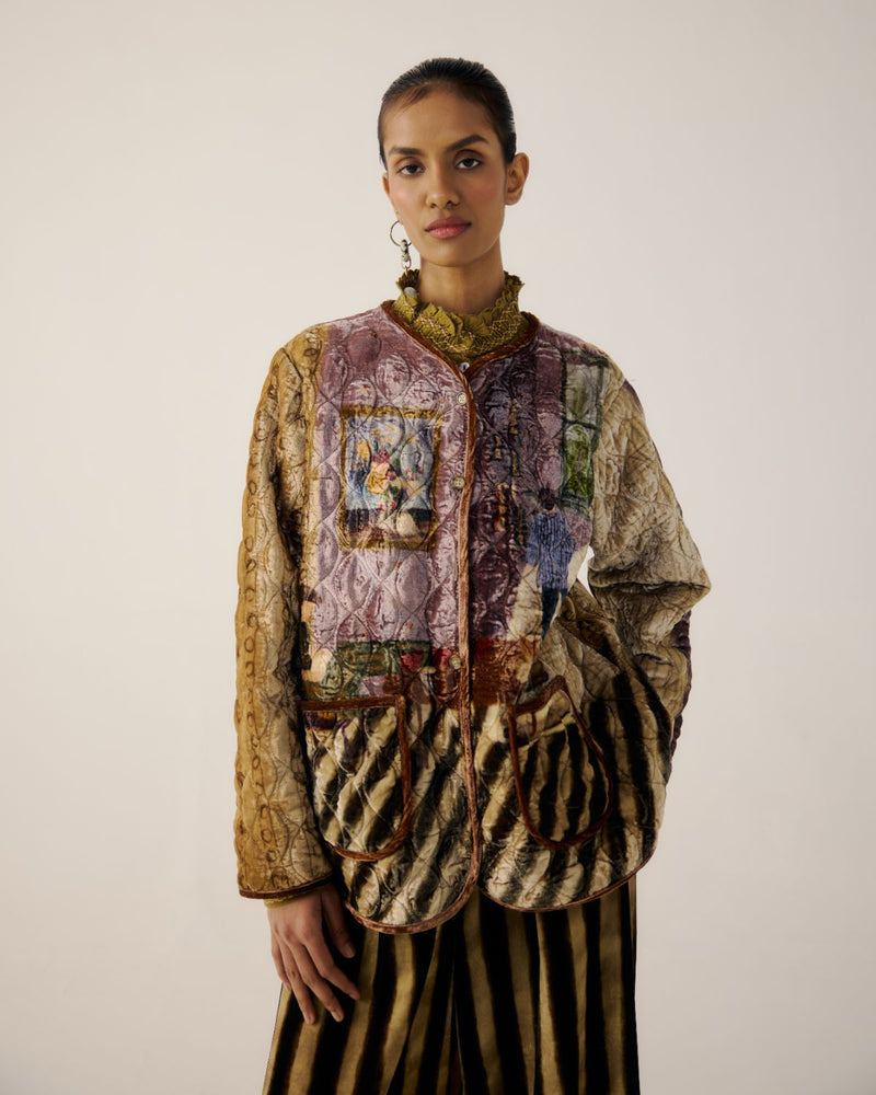COLLARLESS QUILTED JACKET-Living Room by CORD for women in Singapore