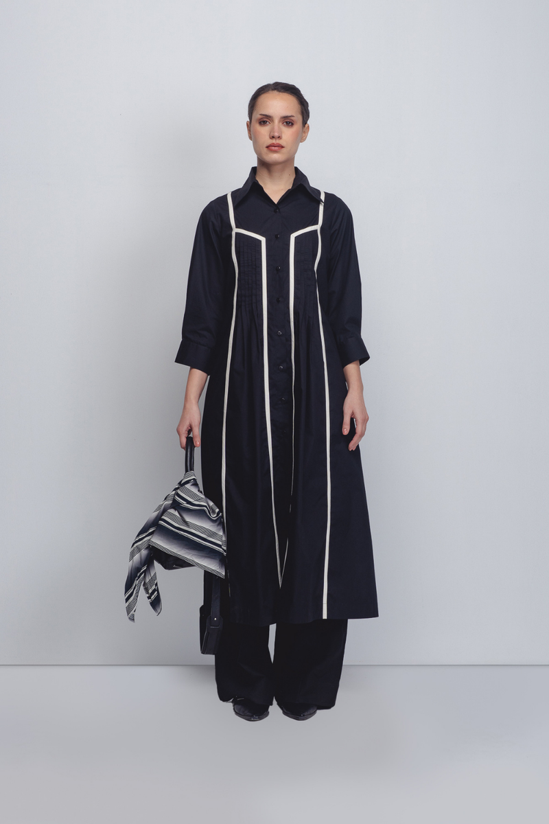 Column Shirt Dress - Black cotton Buy Column Shirt Dress - Black from C&W | Dresses for Women by Leh Studios in black color for women in Singapore
