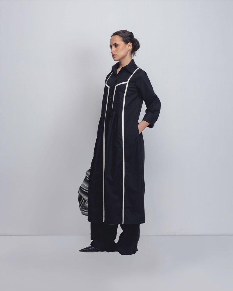 Column Shirt Dress - Black cotton Buy Column Shirt Dress - Black from C&W | Dresses for Women by Leh Studios in black color for women in Singapore