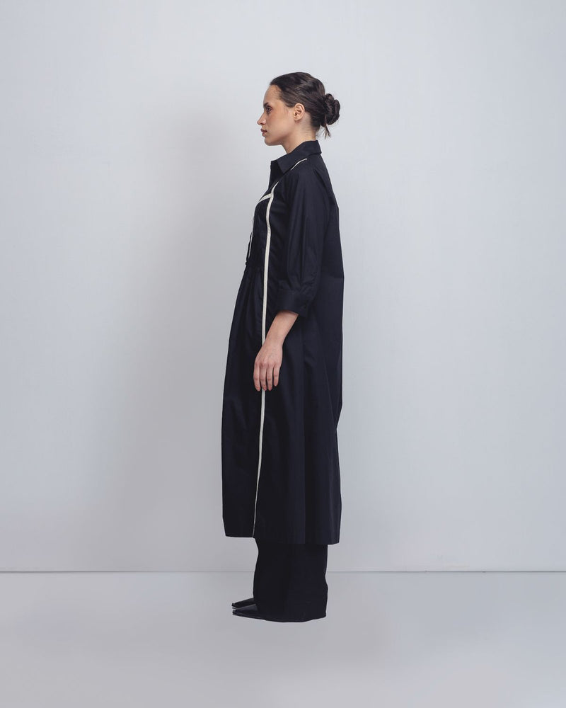 Column Shirt Dress - Black cotton Buy Column Shirt Dress - Black from C&W | Dresses for Women by Leh Studios in black color for women in Singapore