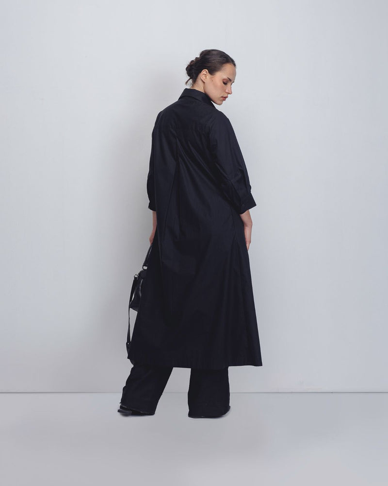 Column Shirt Dress - Black cotton Buy Column Shirt Dress - Black from C&W | Dresses for Women by Leh Studios in black color for women in Singapore