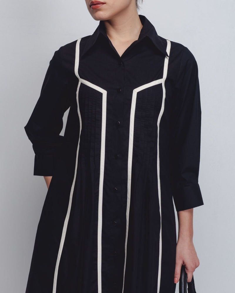Column Shirt Dress - Black cotton Buy Column Shirt Dress - Black from C&W | Dresses for Women by Leh Studios in black color for women in Singapore