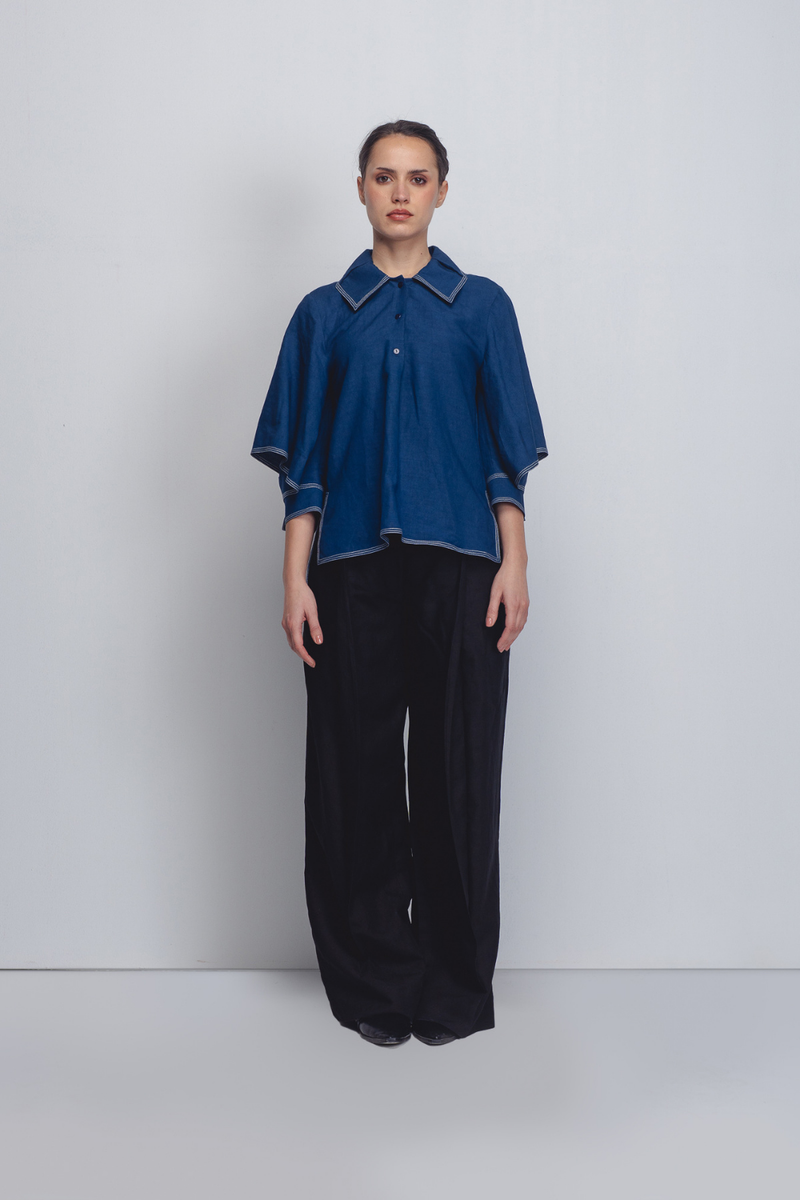 Cory Top - Indigo Buy Cory Top - Indigo from C&W | Tops And Shirts for Women by Leh Studios for women in Singapore
