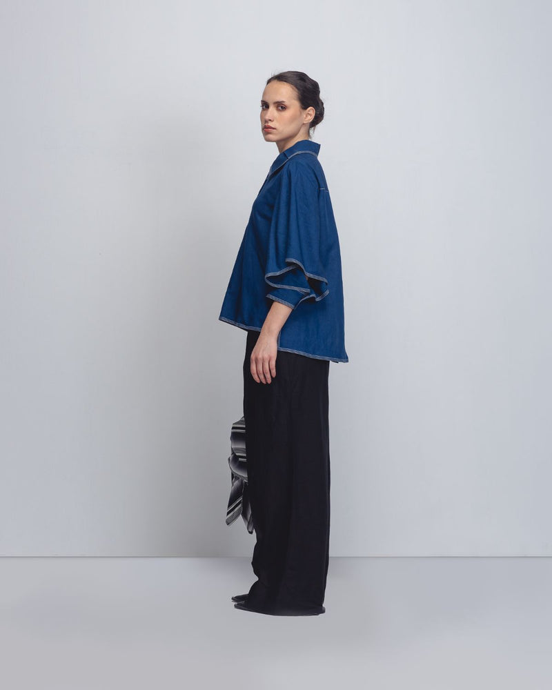 Cory Top - Indigo Buy Cory Top - Indigo from C&W | Tops And Shirts for Women by Leh Studios for women in Singapore