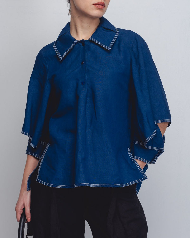 Cory Top - Indigo Buy Cory Top - Indigo from C&W | Tops And Shirts for Women by Leh Studios for women in Singapore