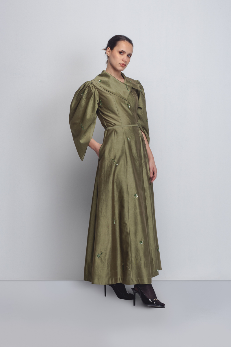 Cosmos Dress - Olive Green cotton Buy Cosmos Dress - Olive Green from C&W | Dresses for Women by Leh Studios in green color for women in Singapore