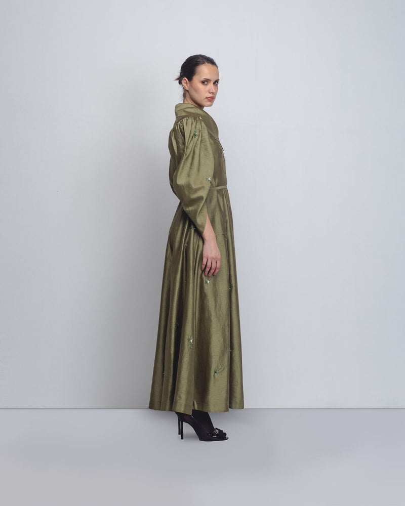 Cosmos Dress - Olive Green cotton Buy Cosmos Dress - Olive Green from C&W | Dresses for Women by Leh Studios in green color for women in Singapore