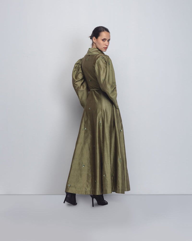 Cosmos Dress - Olive Green cotton Buy Cosmos Dress - Olive Green from C&W | Dresses for Women by Leh Studios in green color for women in Singapore