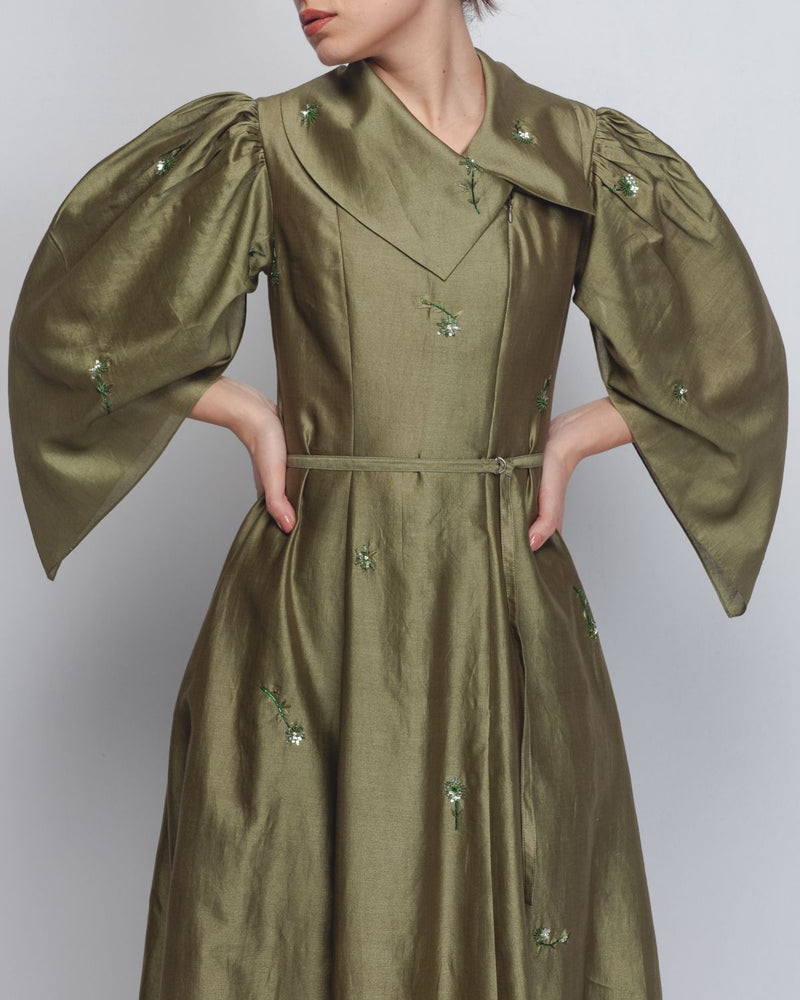 Cosmos Dress - Olive Green cotton Buy Cosmos Dress - Olive Green from C&W | Dresses for Women by Leh Studios in green color for women in Singapore