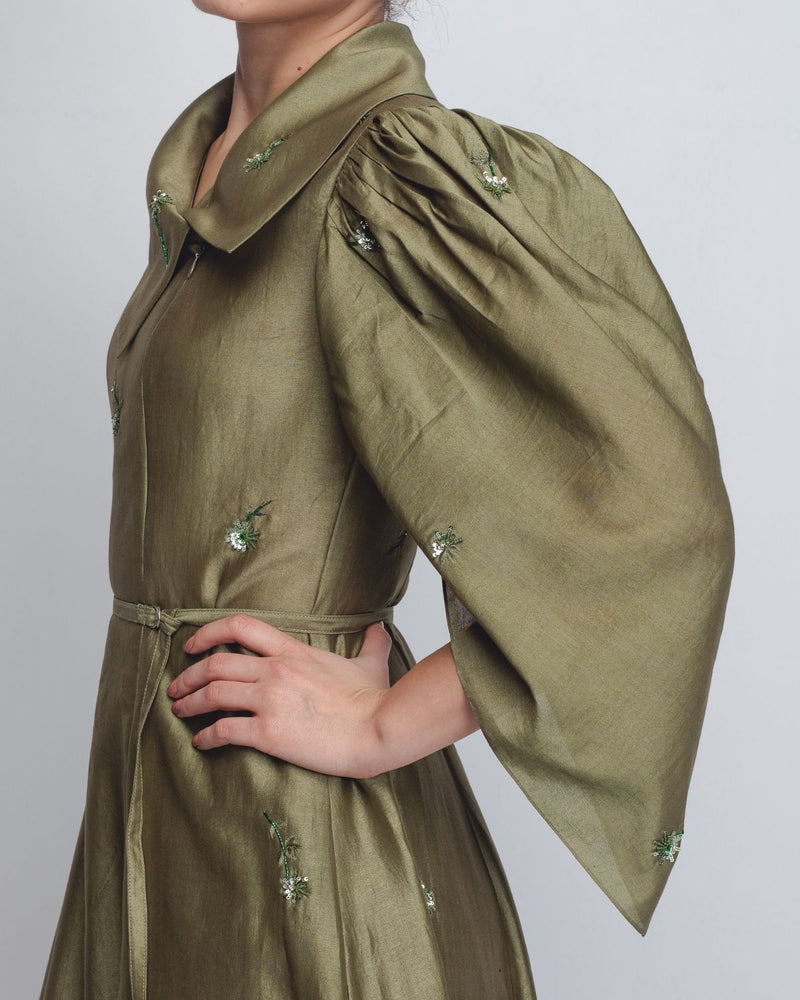 Cosmos Dress - Olive Green cotton Buy Cosmos Dress - Olive Green from C&W | Dresses for Women by Leh Studios in green color for women in Singapore