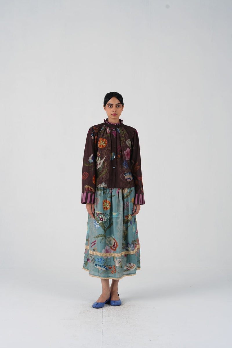 Elsa Top-Floret cotton top and shirts by CORD in multi-color for women in Singapore