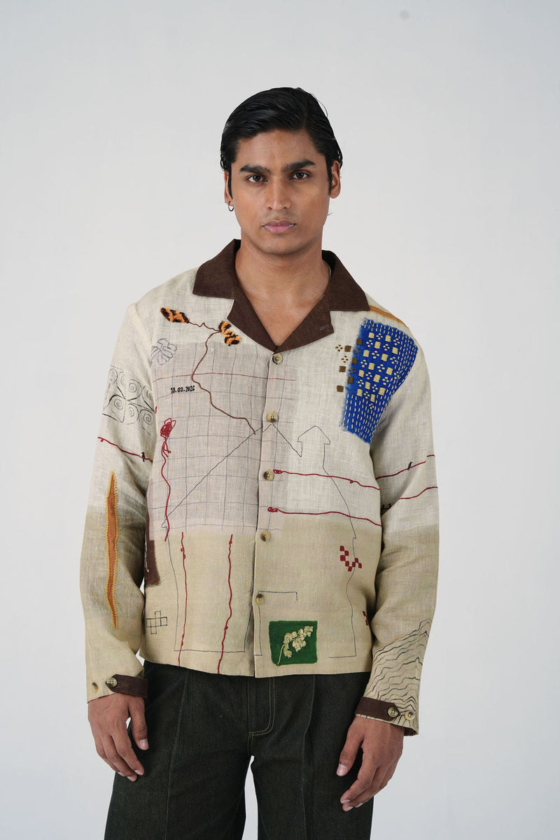 Archive Jacket-Mood Board linen jacket by CORD MEN in multi-color for men in Singapore