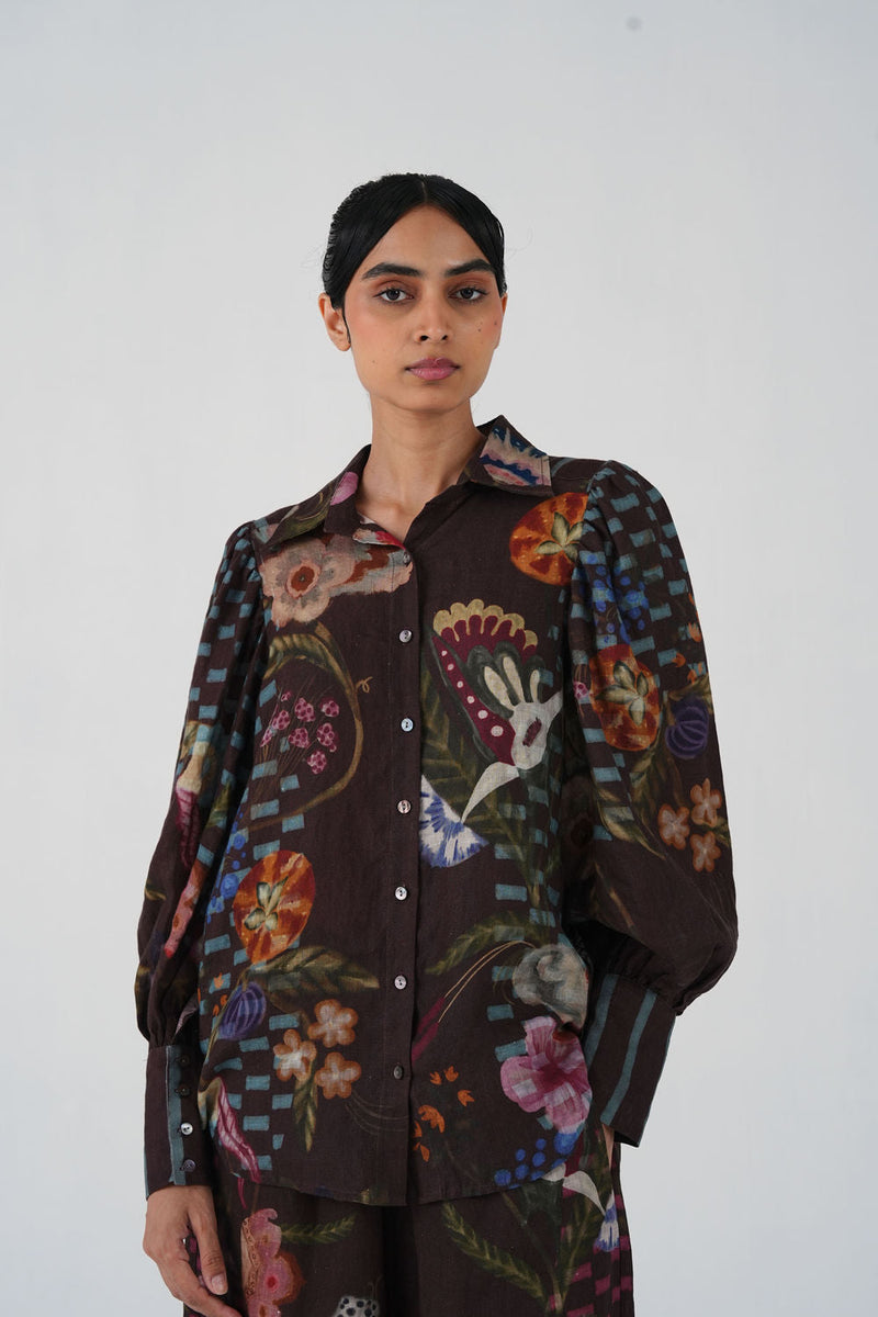 Lily Top-Floret linen top and shirts by CORD in multi-color for women in Singapore