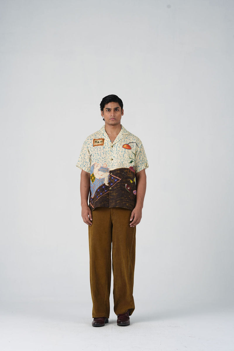 Unisex Shirt-Comic Book linen shirt by CORD MEN in multi-color for men in Singapore