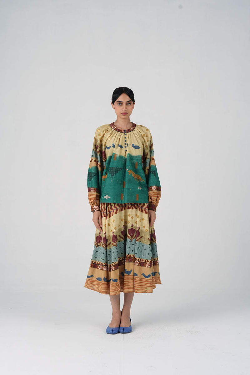 Lido Set-Fresco cotton, cotton silk co-ord set by CORD in multi-color for women in Singapore