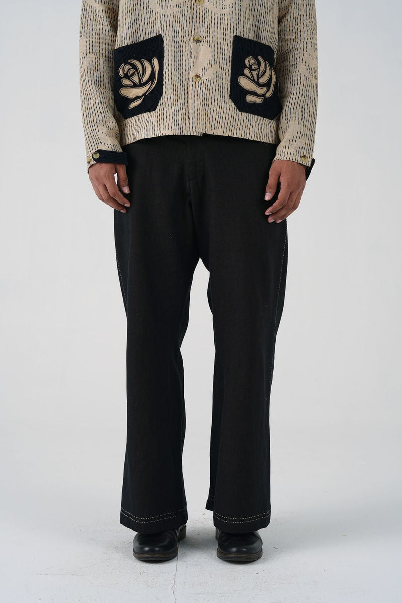 Tram Pants-Black linen pant/trouser by CORD MEN in multi-color for men in Singapore