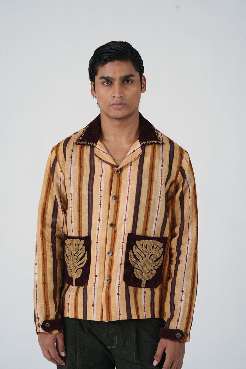 Archive Jacket-70'S Striper linen jacket by CORD MEN in multi-color for men in Singapore