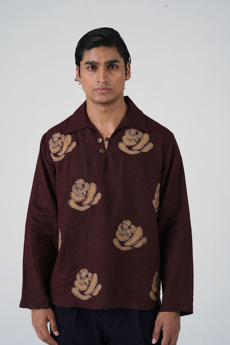 Ron Kurta-Rose Bloom linen kurta/kurta set by CORD MEN in multi-color for men in Singapore