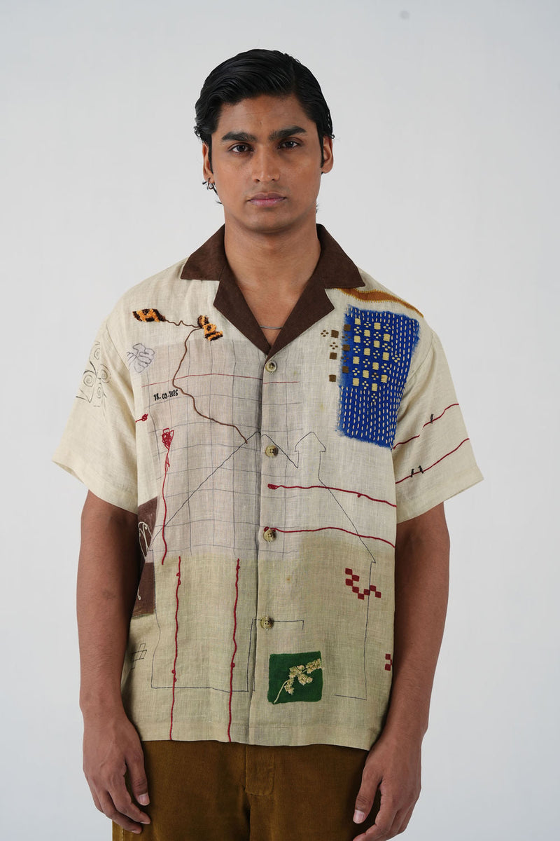 Unisex Oversized Shirt-Mood Board linen shirt by CORD MEN in multi-color for men in Singapore