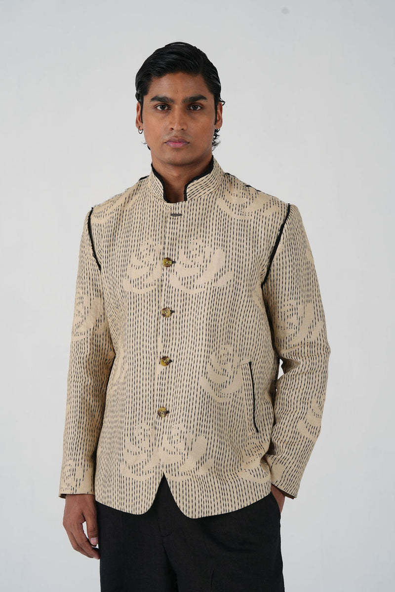 Marshel Blazer-Striped Rose linen jacket by CORD MEN in multi-color for men in Singapore