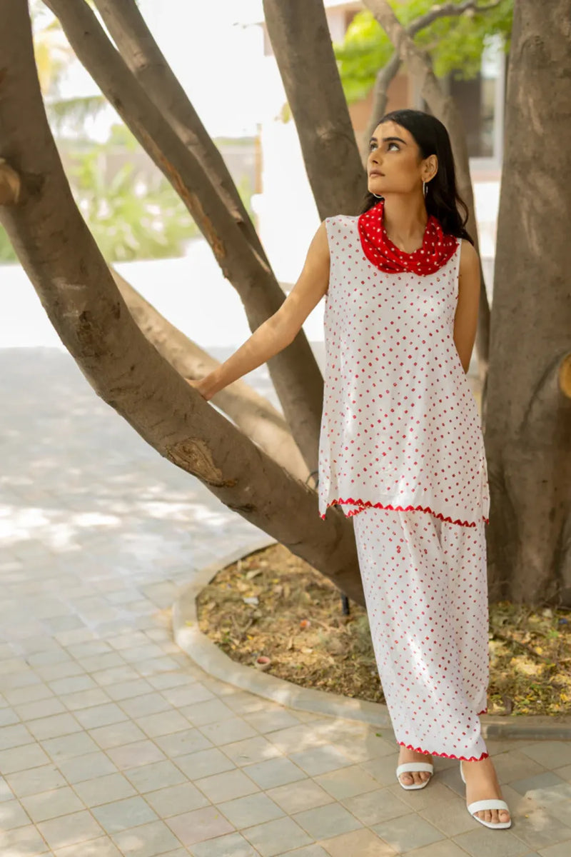 COWL PANT SET WITH SL TOP-WHITE silk by Dyelogue in white color for women in Singapore