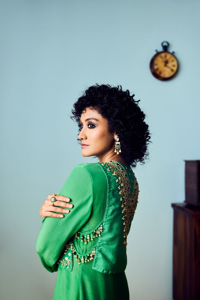 Tora Green Jacket with Kurta Set