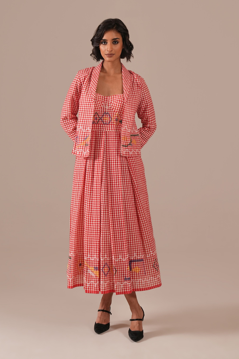 CRIMSON TALE SET 100% cotton Buy CRIMSON TALE SET from C&W | Co-Ord Sets for Women by Indigo Dreams in red color for women in Singapore