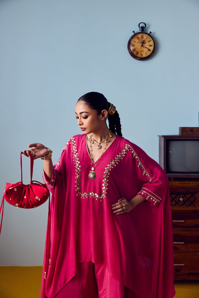 Maia Pink Anti-Fit Tunic Set with Panelled Palazzo