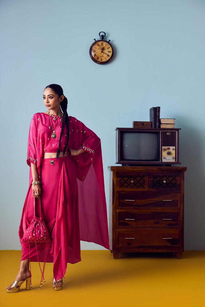 Nexa Pink Hi Low Top & Skirt Set