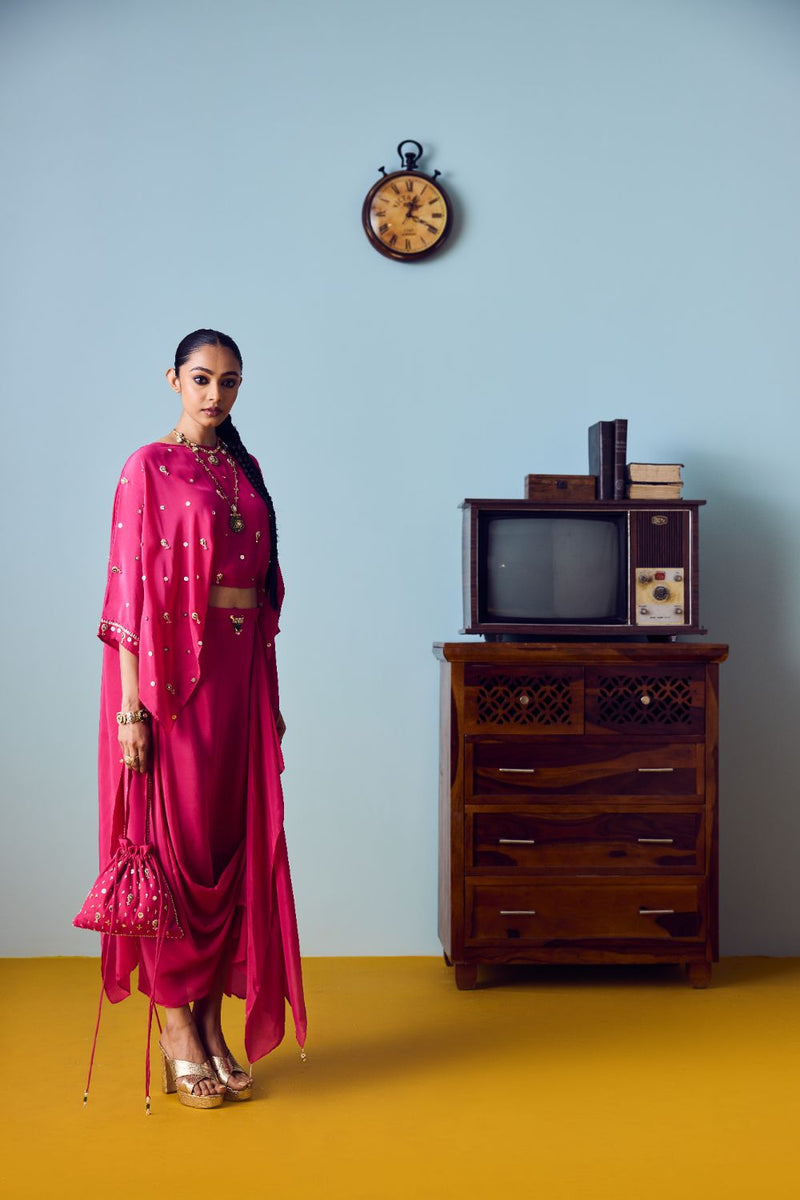 Nexa Pink Hi Low Top & Skirt Set