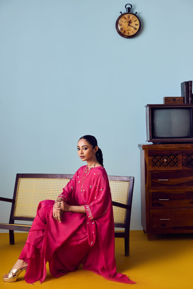 Nexa Pink Hi Low Top & Skirt Set