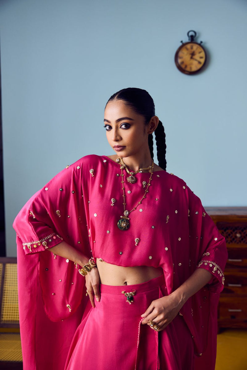 Nexa Pink Hi Low Top & Skirt Set