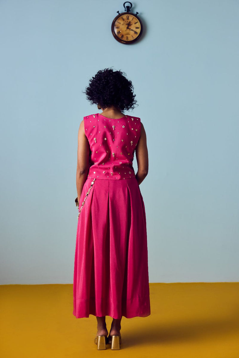 Prih Pink Waistcoat & Skirt Set