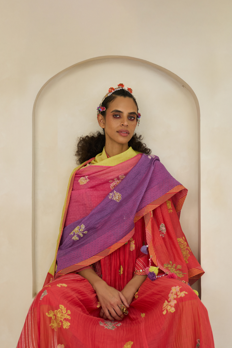 Kiara Kurta cotton by SWATTI KAPOOR in red color for women in Singapore