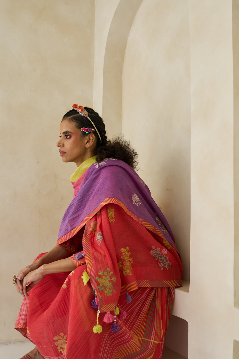 Kiara Kurta cotton by SWATTI KAPOOR in red color for women in Singapore