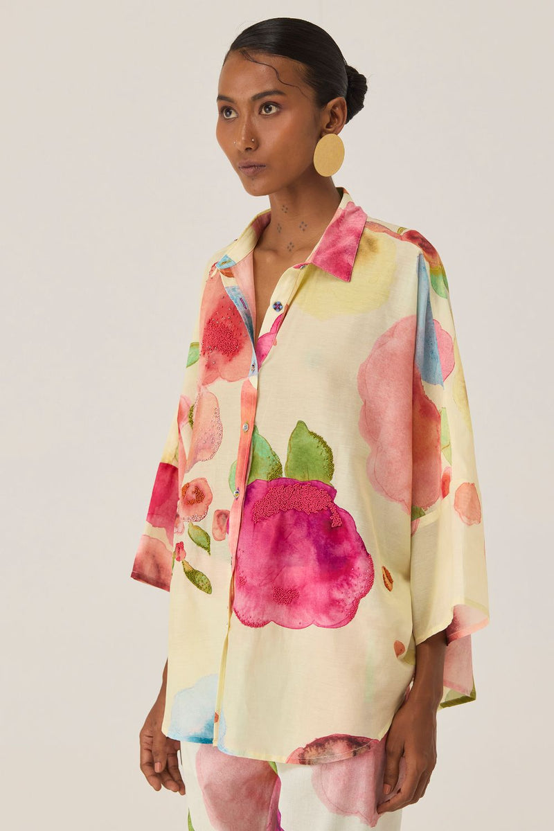 Californian Poppies Co-ord Set silk by World of SiSa for women in Singapore