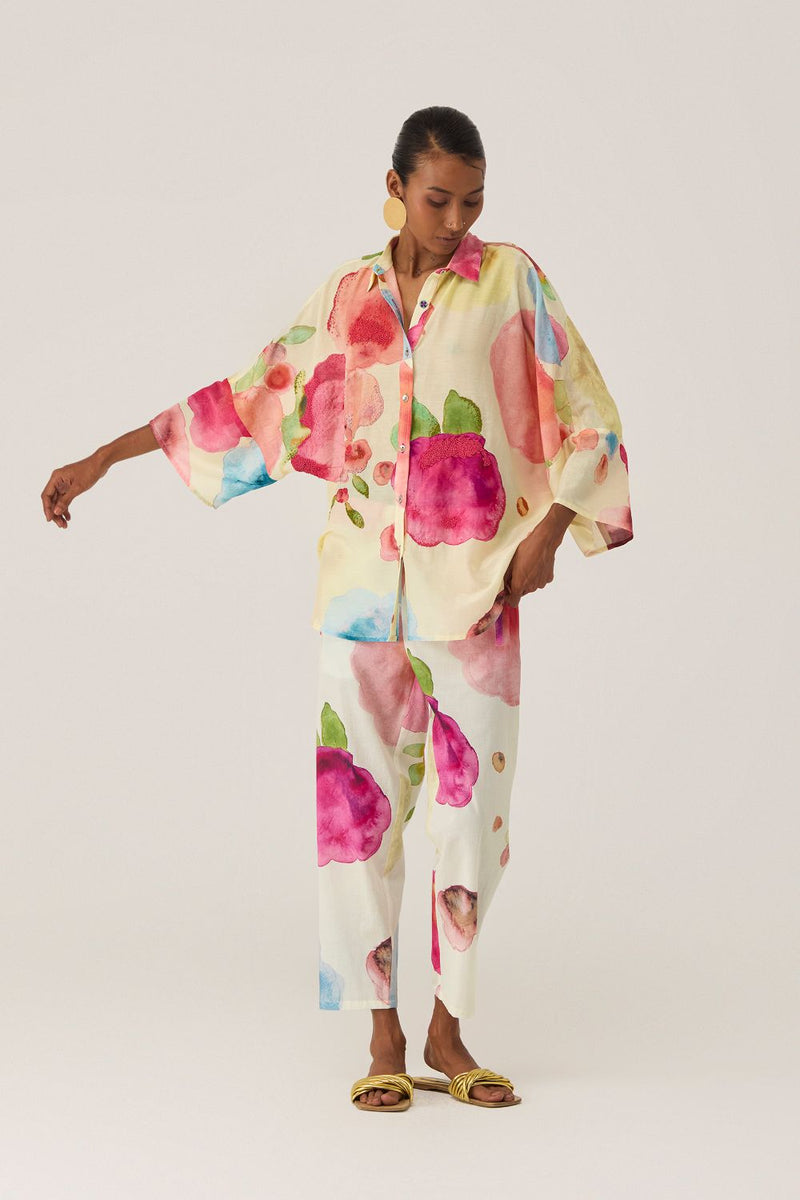 Californian Poppies Co-ord Set silk by World of SiSa for women in Singapore