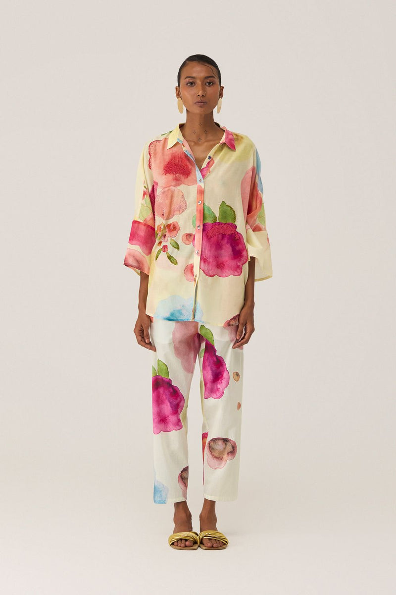 Californian Poppies Co-ord Set silk by World of SiSa for women in Singapore